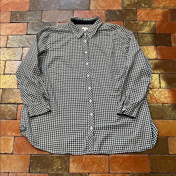 Talbots  size 3X long sleeve shirt button down. Black./white gingham. - Picture 1 of 3